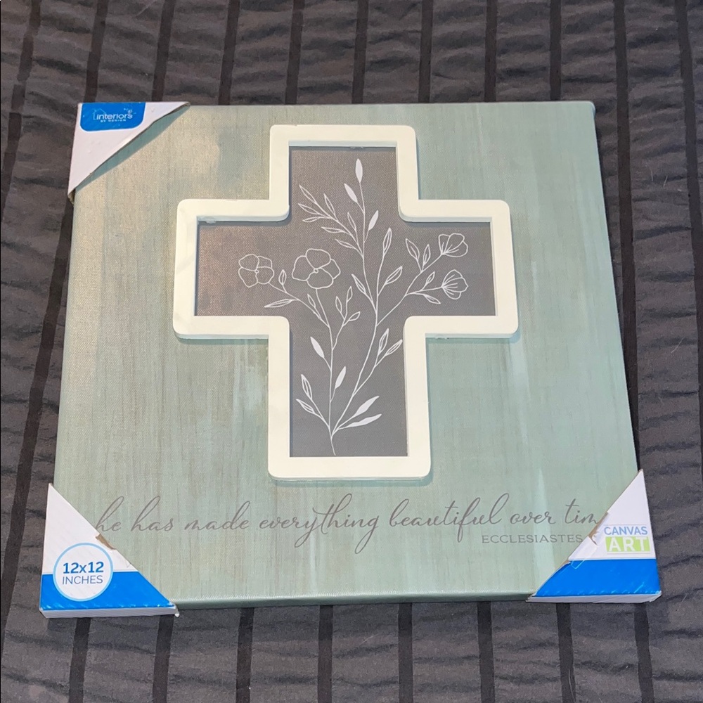 Inspirational Cross Wall Art by - Gray and White